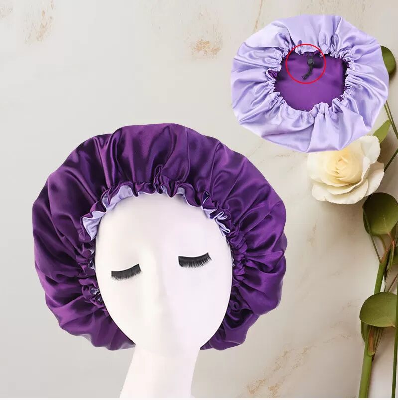 INF Bonnet de douche double épaisseur en satin - Imperméable et réutilisable