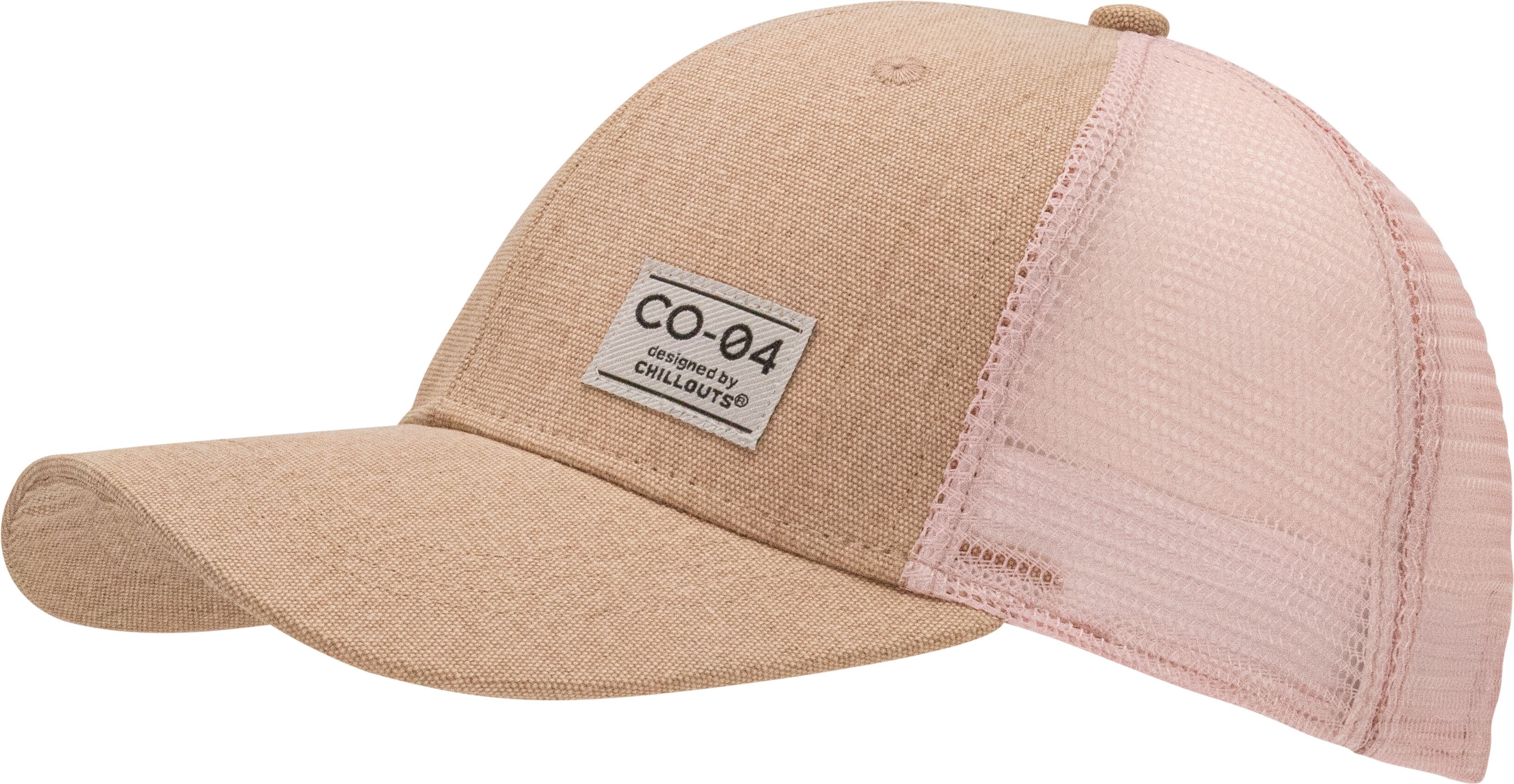 Baseball Cap CHILLOUTS "Denver Hat", Herren, beige (salmon), Baumwolle, Kunstfaser, unifarben, Caps Baseball Cap, mit luftdurchlässigem Netzrücken & stylischem Logo-Patch salmon Einheitsgröße