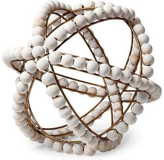 Mercana Espanlade I Small 9L x 9W White Wooden Beaded Orb