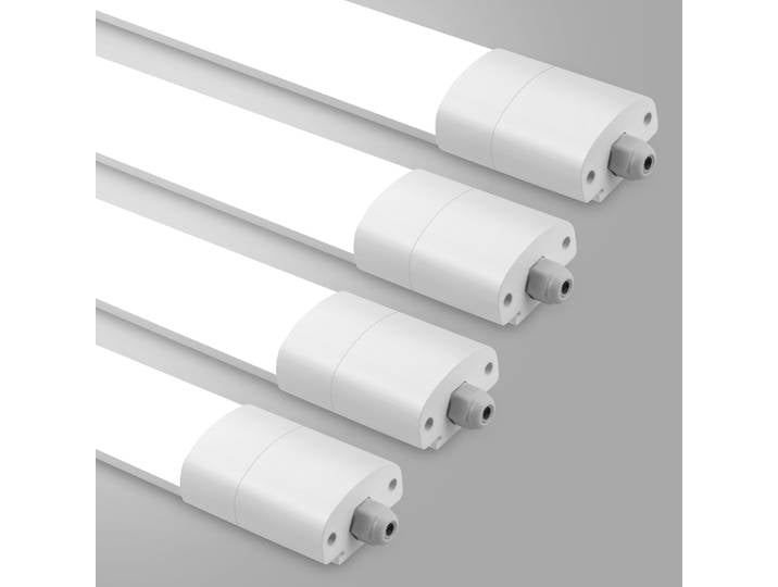 Paquet de 4 plafonniers LED étanches, 20W/30W/36W/45W, IP66, 4000K, lumières tubulaires connectables pour sous-sol, Garage, salon