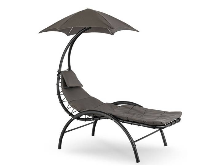 Chaise longue de jardin CARPA grise avec parasol