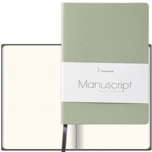 Hahnemühle Notizbuch Manuscript, recycletes Leder-Softcover, salbeigrün, 96 Blatt / 192 Seiten, 100 g/m², dotted, A5