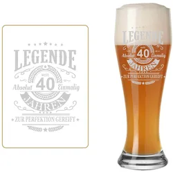 WEIZENBIERGLAS MIT GRAVUR Legende seit 40 Jahren transparent 0,5 l