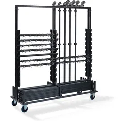 Feros Garderoben Transportwagen groß, für 10 komplette Garderoben, Hammerschlag, 186x60,5x201cm (BxTxH), T91800