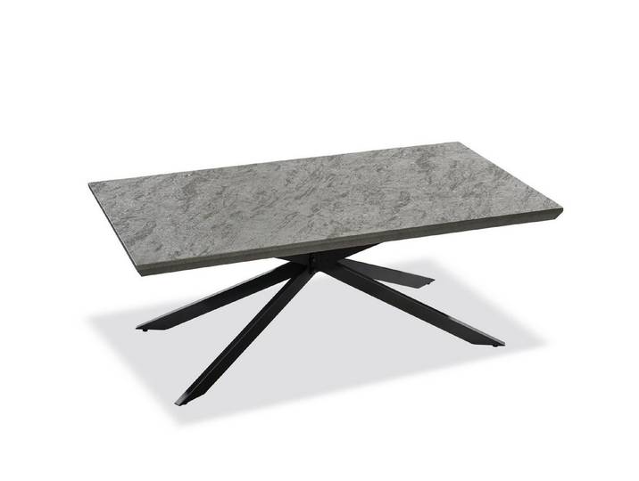 PREISBRECHER Couchtisch Irina, in Beton, schwarz, MDF, Metall - 110x42x60cm (BxHxT)