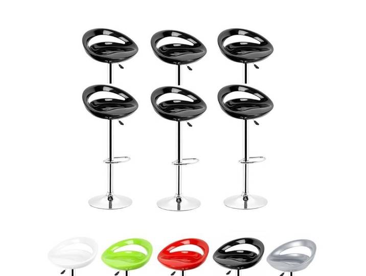 Tabouret de bar - WILLONIN - Réglable en hauteur - Plastique ABS noir - Lot de 6 - Design contemporain