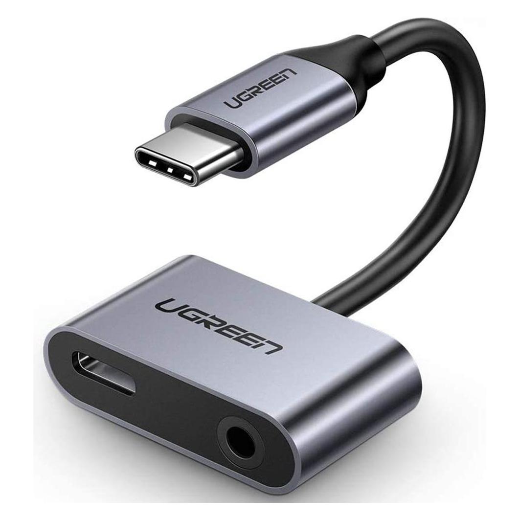 Ugreen USB-C zu 3.5mm Audio + USB-C Buchse Adapter (Winkeladapter) (50596)