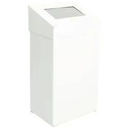 PROREGAL Robuster Abfallbehälter mit Pushdeckel | 50 Liter, HxBxT 68x38x25cm | Aluminium | Weiß