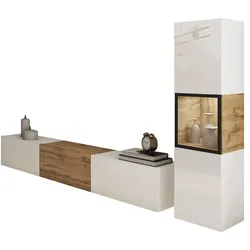Wohnwand  Berlin , weiß , Maße (cm): B: 210 H: 130