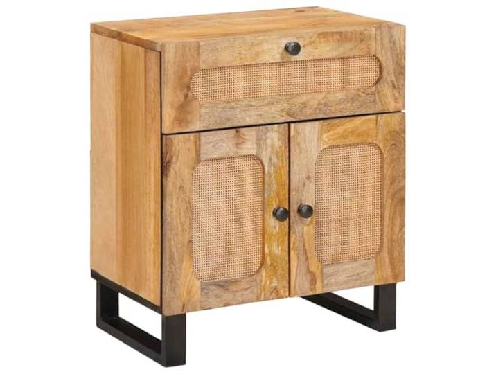 Heofavd Nachttisch Massivholz Mango Natur 50x33x60 cm Beistelltisch