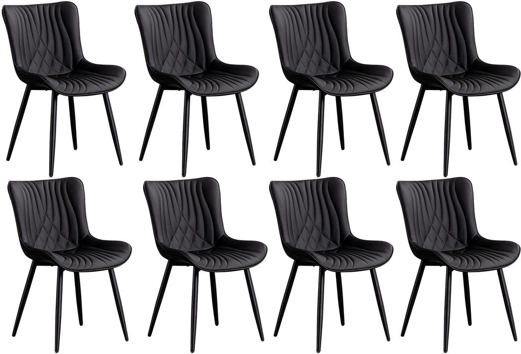 Blue Elephant Comfortable Padded Dining Chairs with Back Easy Assembly Upholstered Side Chair, Accent Chairs for Kitchen, Dining Room Black 81cm H X 49cm W X 45cm D
