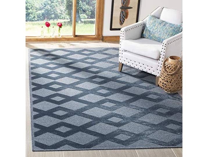 SAFAVIEH Tapis géométrique pour Salon\, Salle à manger\, Chambre à coucher - Lana Collection\, Tapis à poil court\, Bleu et bleu\, 122 X 183 cm