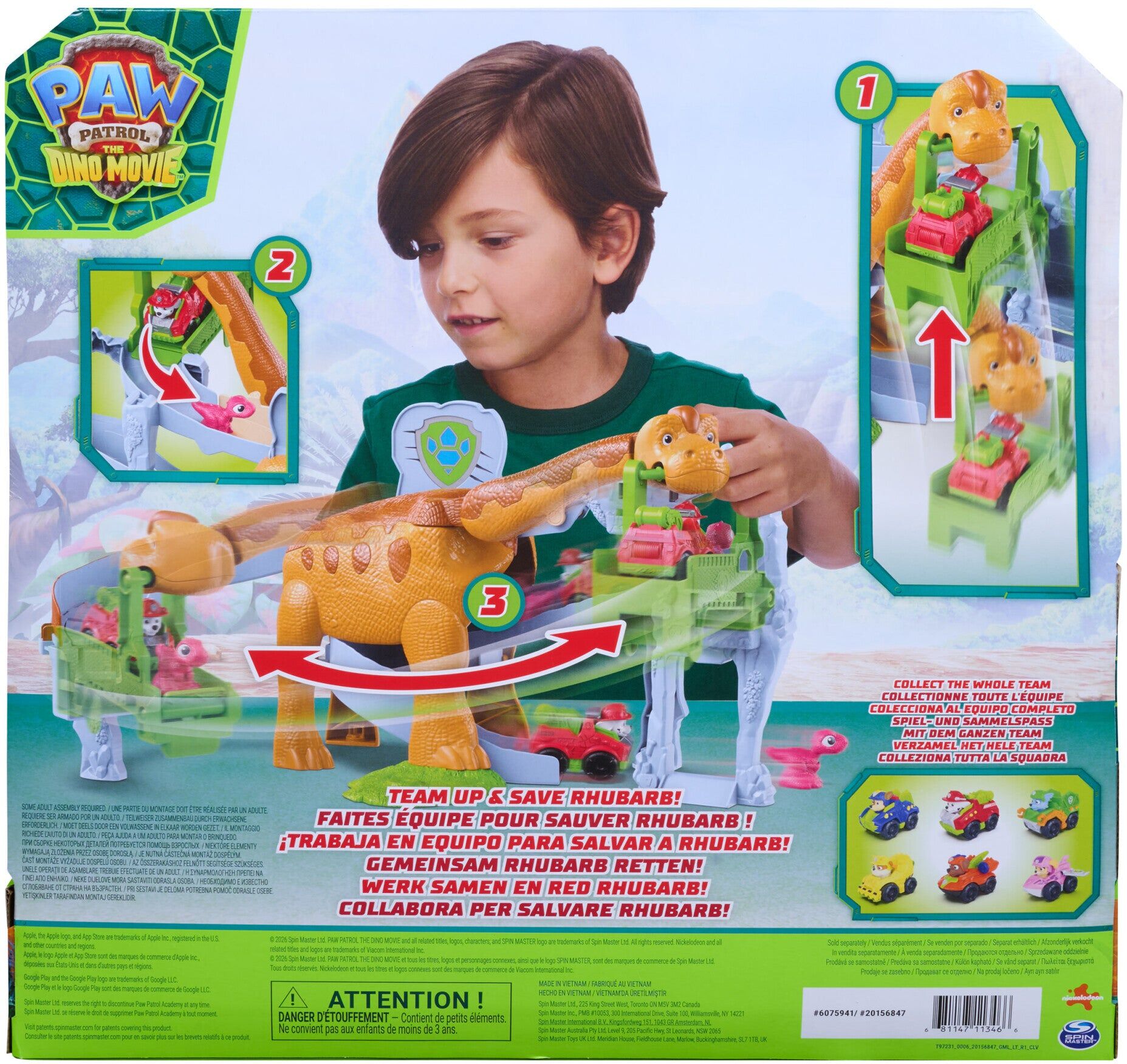 PAW Patrol Dino Movie Pup Squad Lift ; Roar Playset with Marshall for Kids - Ages 3 and Up - Spin Master