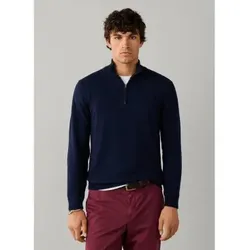 Hackett London für Herren. HM7000243 Pullover mit Reißverschluss Merino Cash Mix marineblau (XXL), Lässig, Wolle, Klassisch, Langarm