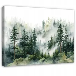 LEINWAND BILDER Wald Nebel Natur Grün 120x80