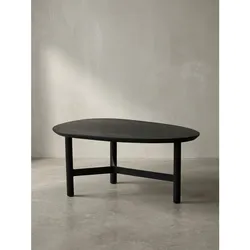 Couchtisch Mango Massivholz in Schwarz, Nierenform, 86x50x37 cm