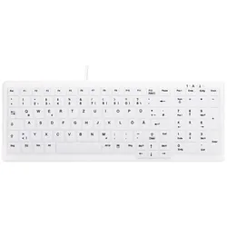 Active Key Hygiene Compact Keyboard with NumPad Fully Sealed Watertight USB White 0.4m + 1.8 Ext. Cable (DE, Kabelgebunden), Tastatur, Weiss