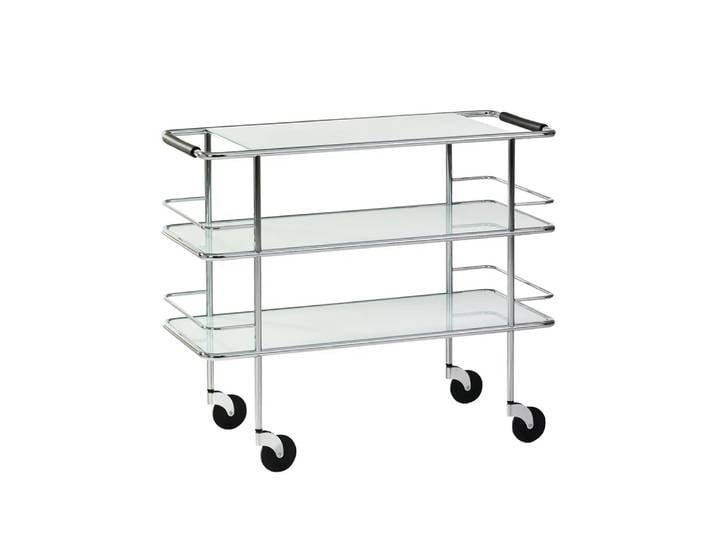Lammhults Cargo Servierwagen Satiniertes Glas-Chrom