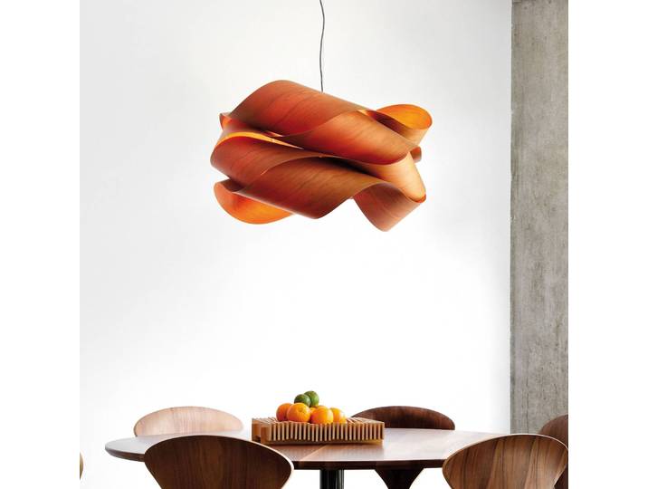 LZF LAMPS Designer Hängeleuchte Link, dimmbar, Holz dunkel, für Wohn- / Esszimmer, Holz, Design