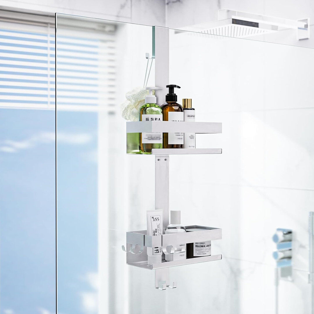 Brayden Studio Over-the-Door Stainless Steel Shower Caddy Silver
