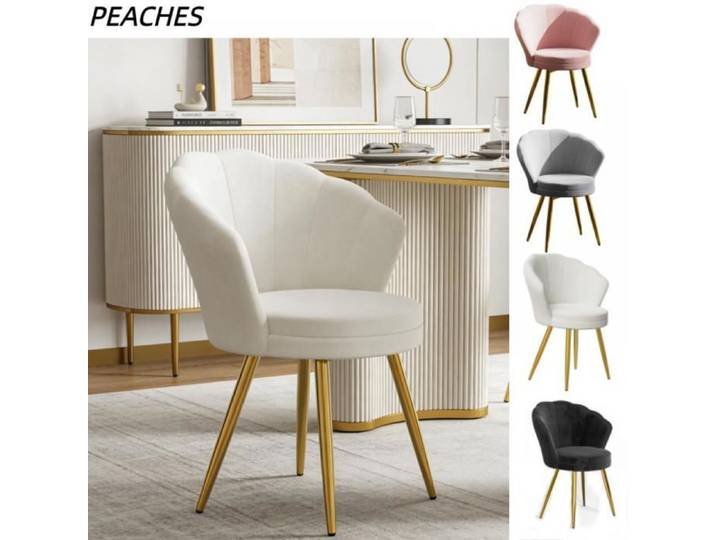 PEACHES 1 chaise de cuisine -Fauteuil de salon en velours - Fauteuil de manucure FAUTEUIL 42x40x80cm-Blanc