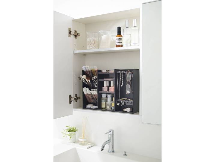 Make-Up Organizer Kunststoff Schwarz/Schwarz 12 x 25 x 8cm