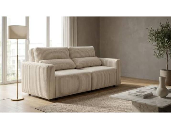 2-Sitzer-Sofa, ausklappbar, mit Stauraum, schwarz, Cord, Komo Family Möbel