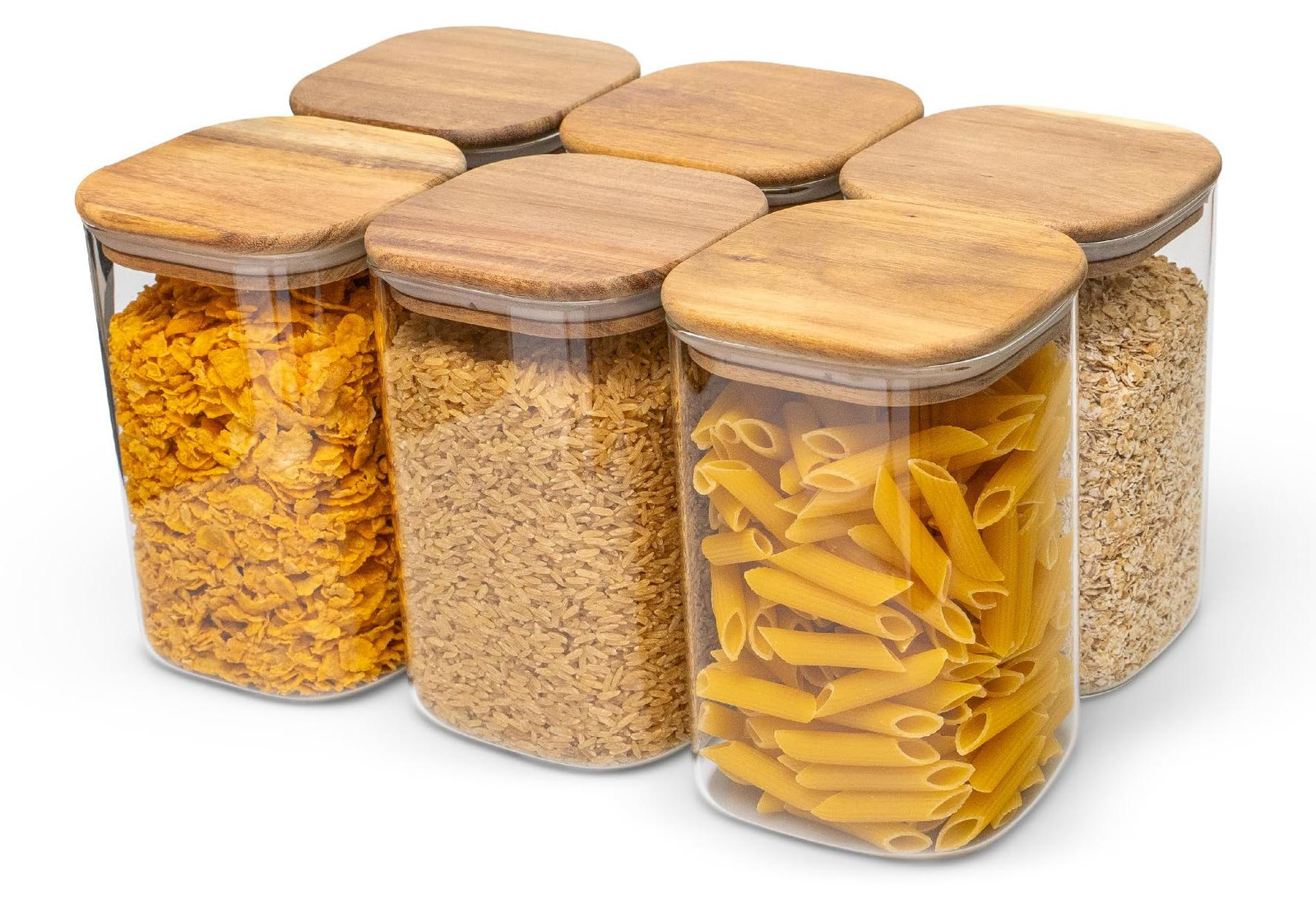 Luchtdichte glazen voorraadpot met acaciahouten deksel, 1200 ml