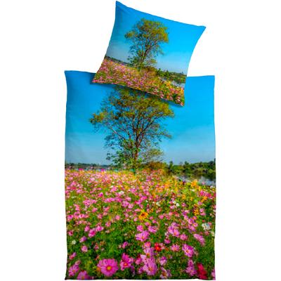 Bettwäsche KINZLER "Sunny", bunt, B/L: 135cm x 200cm, 1 Stk., 1 Stk., Satin, B/L: 80cm x 80cm, 2 Stk., Satin, Obermaterial: 100% Baumwolle, Bettwäsche, Bettwäsche, aus Baumwoll-Satin