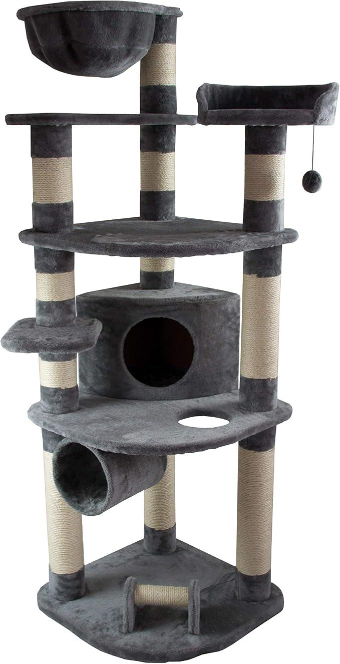 Katzen-Kratzbaum Edda, ca. 180 x 60 x 60 cm, Sisal/Plüsch, grau