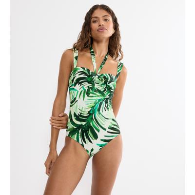 Badeanzug TRIUMPH "Summer Palm OPD", Damen, Gr. 40, Cup C, grün (grün combination), Microfaser, Obermaterial: 55% Polyamid, 45% Elasthan, Badeanzüge Badeanzug, weich und formend