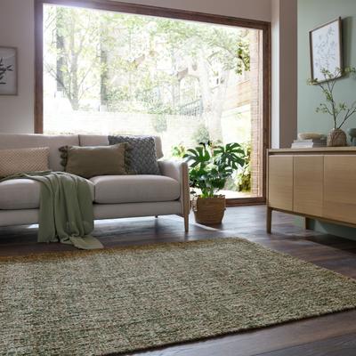 Teppich FLAIR RUGS "HEATHER", grün, B:160cm H:0mm L:230cm, Oberfläche: 100% Wolle. Rückseite: 100% Baumwolle, Teppiche, Teppich
