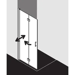 Kermi Liga Pendel-Falttür LI2YL110201AK 110x200cm, silber mattglanz, ESG klar, links