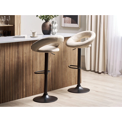 BARHOCKER 2er-Set Kunstleder hellbeige/schwarz höhenverstellbar Peoria