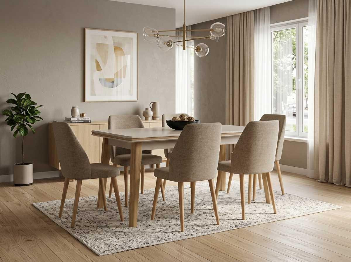 JVmoebel Luxe Eettafel Set met Stoelen voor Volwassenen