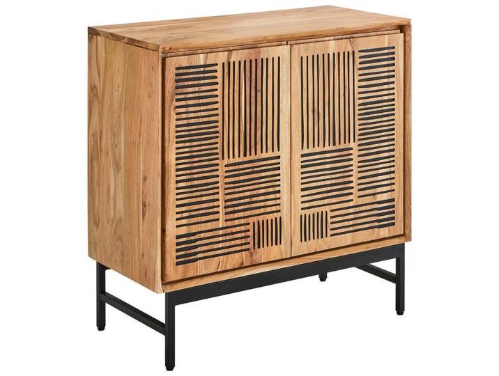 Livetastic Kommode, Schwarz, Akazie, Holz, Metall, Akazie, vollmassiv, Holz, 1 Fächer, 85x85x40 cm, stehend, Holzmöbel, Kleinmöbel Holz, Holzkommoden