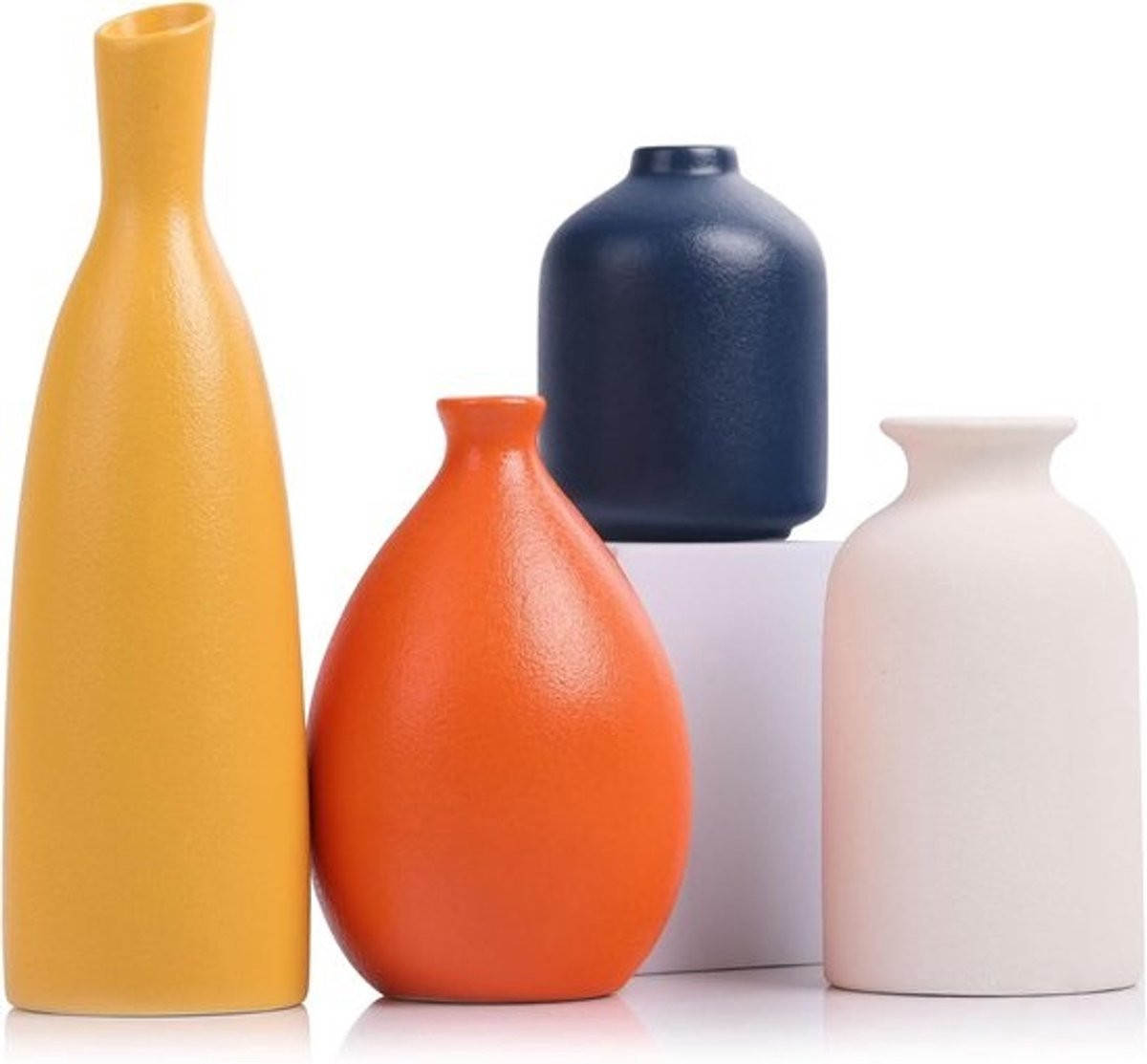 Set van 4 kleurrijke keramische knopvazen voor moderne decoratie in de woonkamer, keuken of badkamer