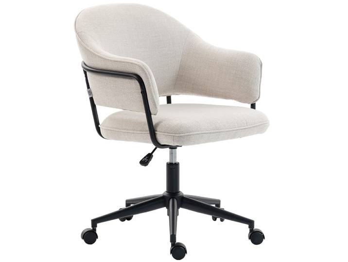 Chaise de bureau lin (100% polyester) blanc 65x63x92 cm