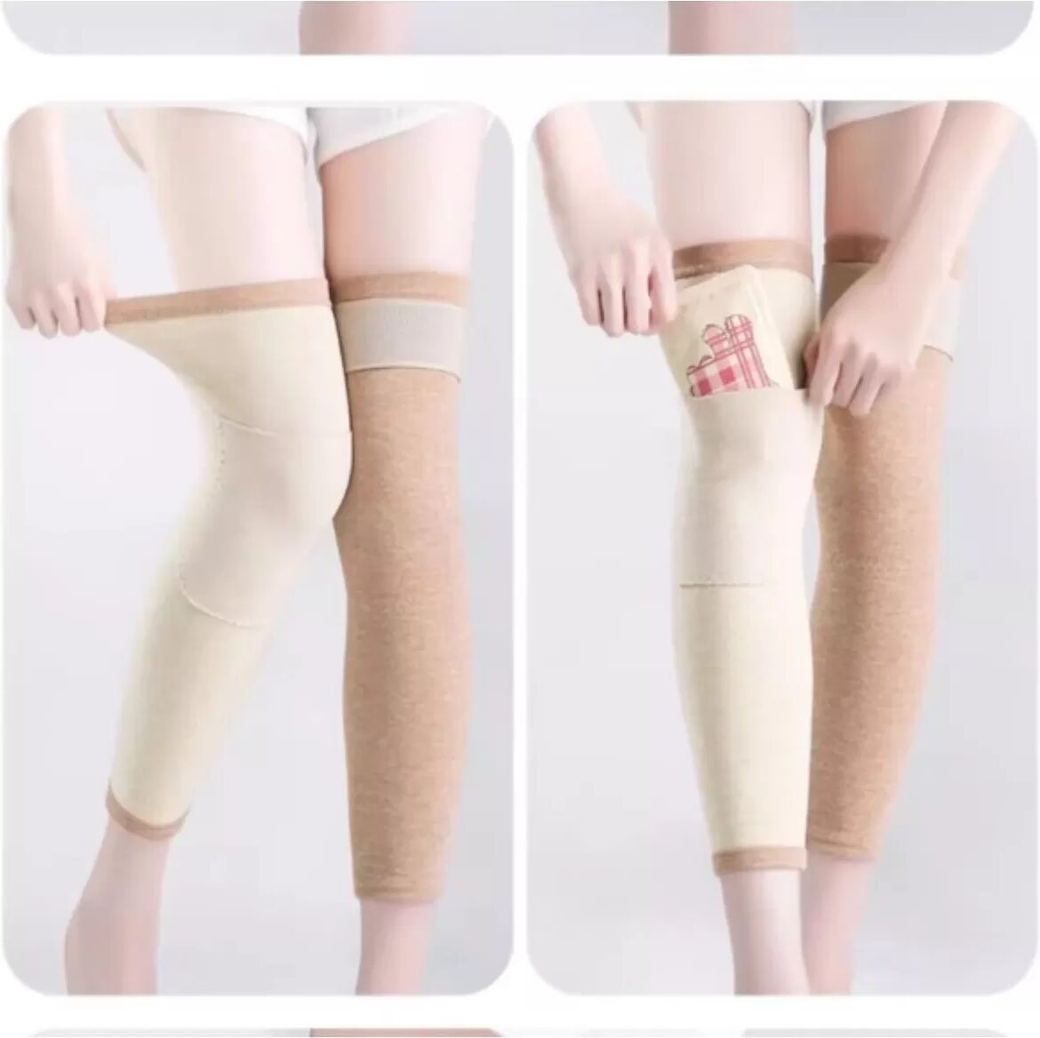 INF Fleece Kniebandage mit Tasche – Abnehmbare Gurte und Wärmepads für Wärme M