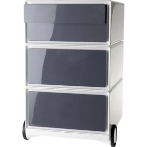 Paperflow Rollcontainer aus Kunststoff, weiß / anthrazit, mit 4 Schubladen