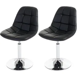 2er-Set Esszimmerstuhl MCW-A60, Drehstuhl Stuhl, Chrom ~ Kunstleder schwarz