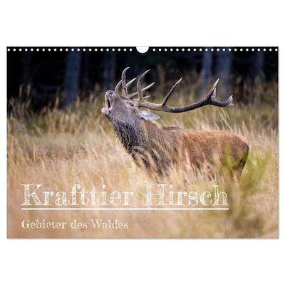 Krafttier Hirsch (Wandkalender 2027 DIN A3 quer), CALVENDO Monatskalender