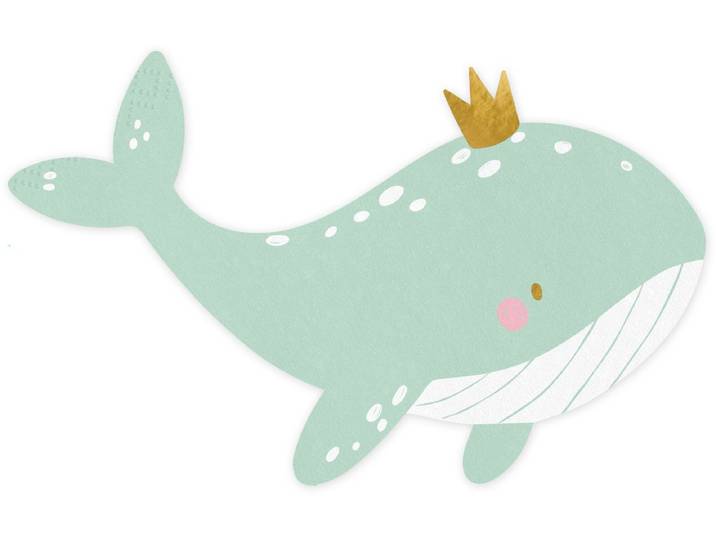 PartyDeco - Servetten - Walvis met Kroontje - 20 stuks - Babyborrel - Babyshower - Versiering