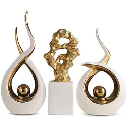IvoQ Luxus Gold Deko Skulpturen Set - Stilvolle Wohnaccessoires für ein modernes Interieur