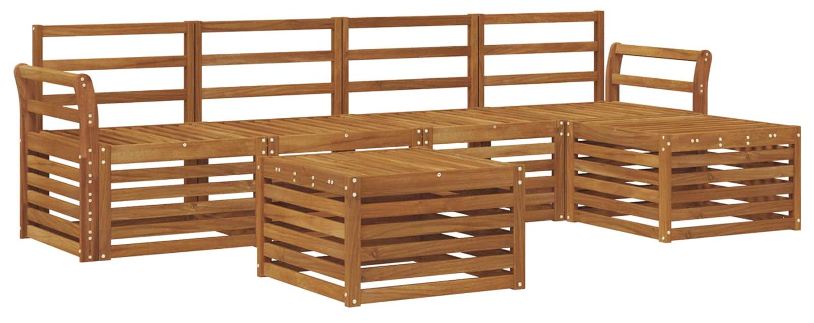 Outdoor-Sofagarnitur 6 pcs Natur