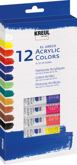 Kreul "El Greco" Set Acrylfarben, 12 Farben, 12 ml in einer Tube