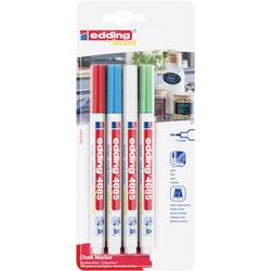 Edding 4085 4-4085-4-1BAS Kreidemarker Hellblau, Neongrün, Rot, Weiß 1 mm, 2 mm