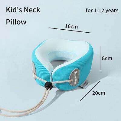 The Handy Homestead Kids Memory Foam Neck Pillow For Travel And Naps blue