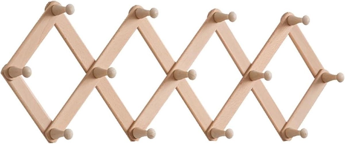 Houten Kapstok Accordion Wandhanger Beige 60-130 cm