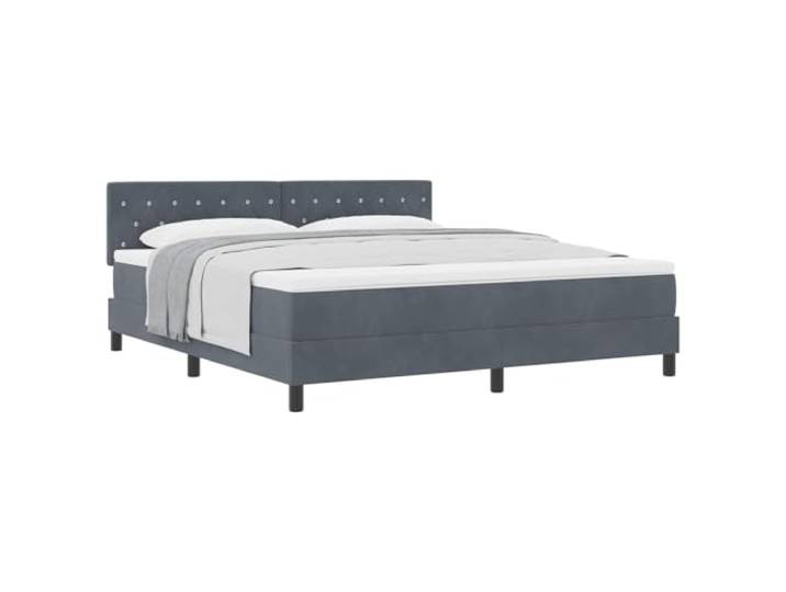 vidaXL Boxspringbett mit Matratze Dunkelgrau 180 x 200 cm Samt Fühlt sich weich und glatt an, Bietet zuverlässige Unterstützung mit stabilen Beinen,